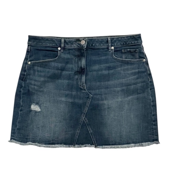Loft Stretch Distressed Denim Raw Hem Jean Skirt Size 16 NWT - Picture 2 of 4